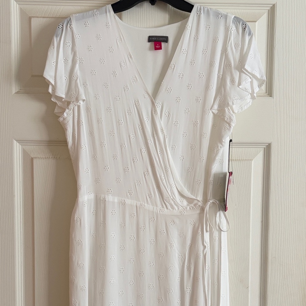 Vince Camuto Cream Wrap Midi Dress